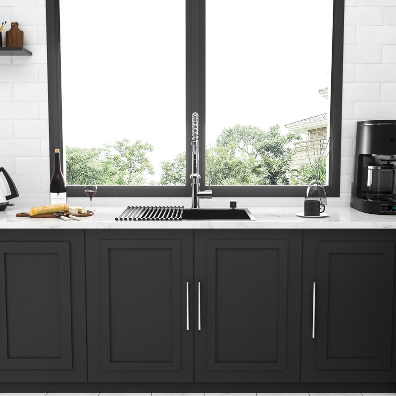 16 Gauge Stainless Steel Basin 25X22 Inch Gunmetal Black - With A Stylish Appearance Kitchen Sink With Noise Reduction