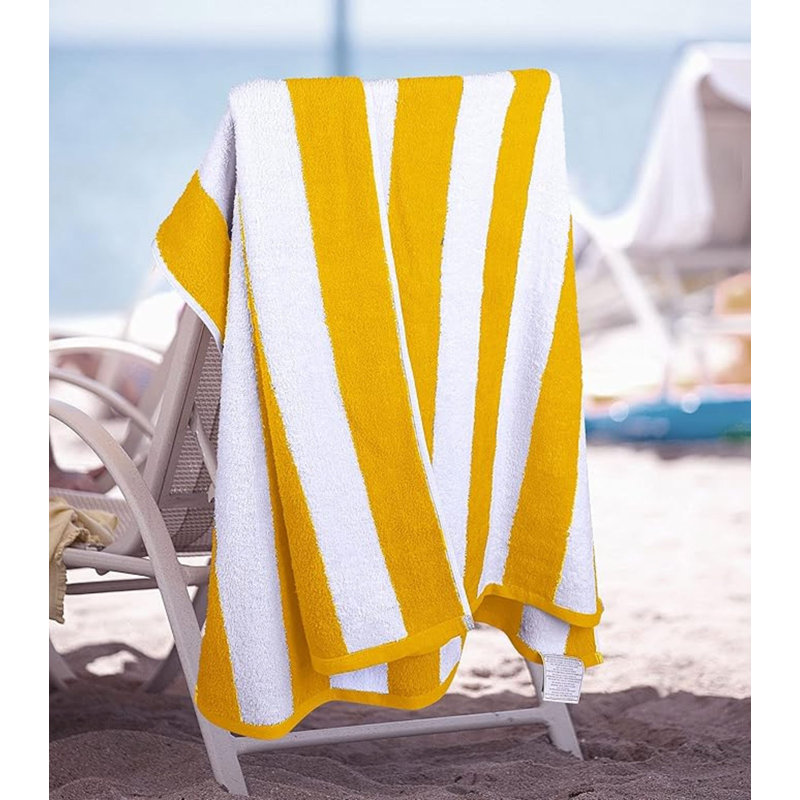 Serviette de plage surdimensionnée en coton - Grande serviette de piscine 70 x 35 pouces, serviette de bain à rayures à séchage rapide