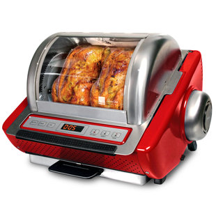 NutriChef PKRT97 Kitchen Countertop Rotisserie Toaster Oven Cooker w/ Rack  & Pan