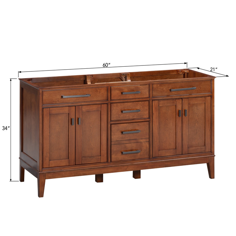 Madison 60'' W Double Bathroom Vanity Base, Tobacco