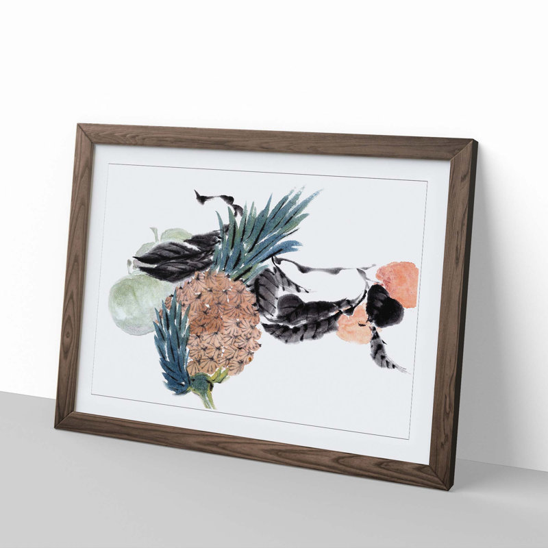 Pineapple Fruit by Ren Yi - Picture Frame Painting Print, Walnut Framed, 27cm H x 36cm W x 2cm D