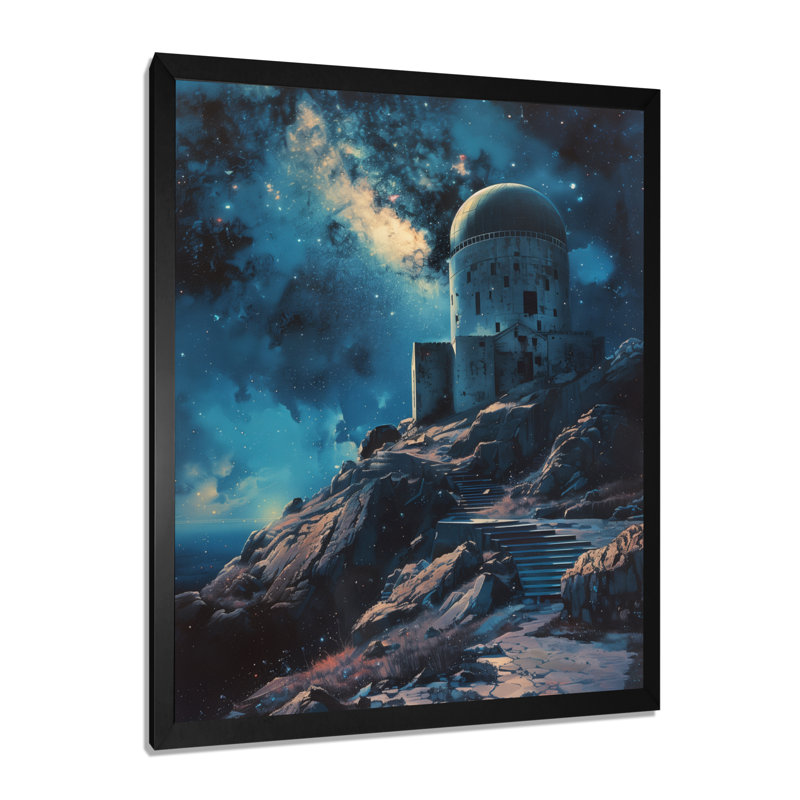 Bleu et blanc - Galactic Space Gaze, H 16 po x l 32 po x P 1 po, Toile encadrée noire simple
