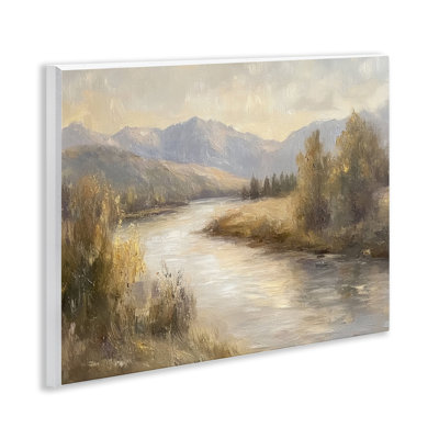 Plaque murale Flowing River & Distant Mountains, design par Petal Prints Design