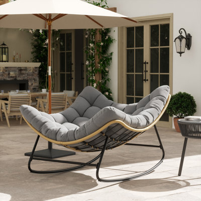 Oversized Outdoor Rocking Papasan Chair with Cushion