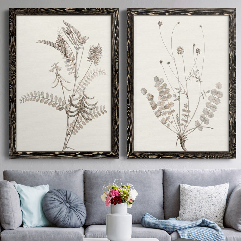 «Neutral Botanical Study VIIP», reproduction d'art encadrée - prête à être accrochée, H 31,5 po x l 47 po x P 1,5 po