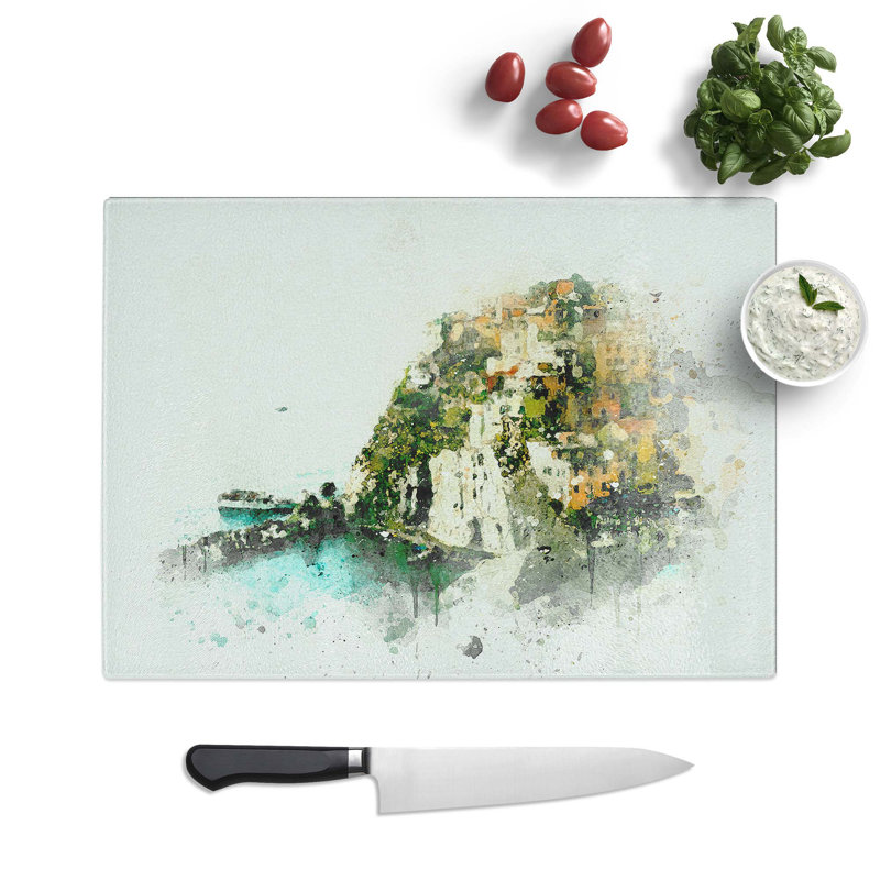 Glass Manarola in Italy in Abstract Chopping Board, 39 cm W x 28.5 cm L
