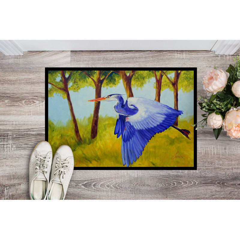 Non-Slip Doormat, Fyling Heron, 18" W x 27" L
