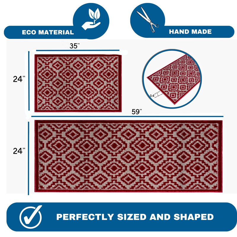 Stanson Non-Skid Kitchen Mat, Rectangle 59" x 24" + 35" x 24"