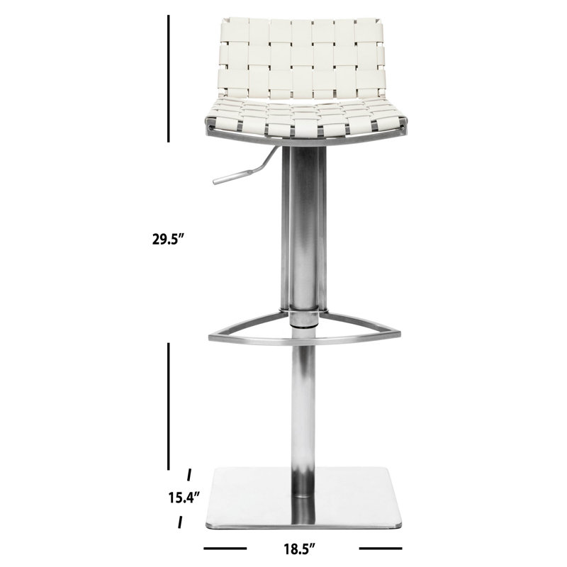 Tabouret de bar pivotant à hauteur réglable Barber, Cuir véritable blanc