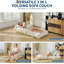 Canapé-lit pliant 3-en-1 avec coussin, fauteuil convertible au sol, sans assemblage, beige-919704142