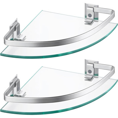 Ensemble de 2 tablettes de douche en verre trempé au sable argenté 8 mm