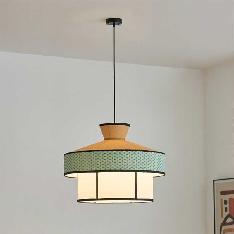 Lustre en tissu Wabi-Sabi, H 15,35 po x l 19,69 po x P 19,69 po