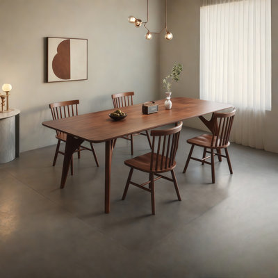 Brown Rectangular Solid Wood Dining Table