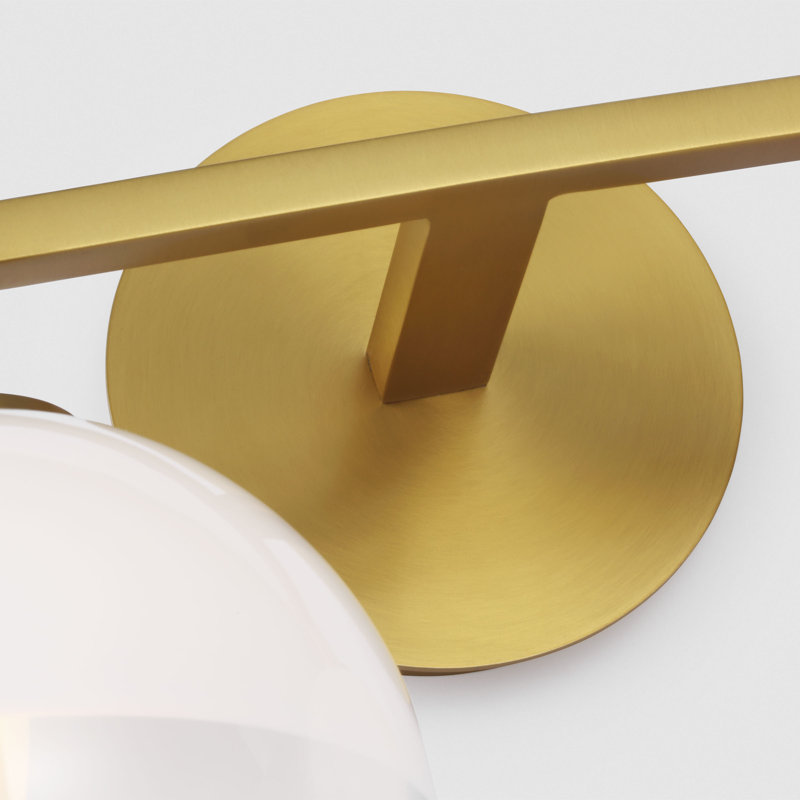 Sean Lavin Torian Bathroom Bedroom Wall Fixture With Milk Clear Glass Mix Shade, Burnished Brass, 9.625" H x 15" W x 7" D