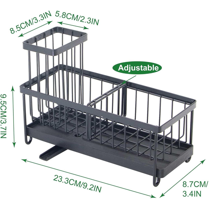Organisateur d'évier de cuisine en acier inoxydable avec égouttoir rotatif et porte-brosse Valfran