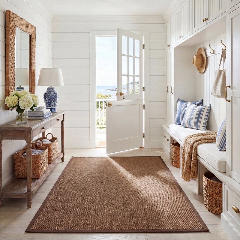 Tapis brun en jute / sisal, Rectangle de 5 pi x 8 pi