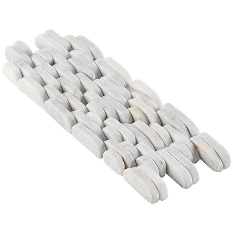 Nature Stacked Pram Gray Pebble Mosaic Tile, Carrara