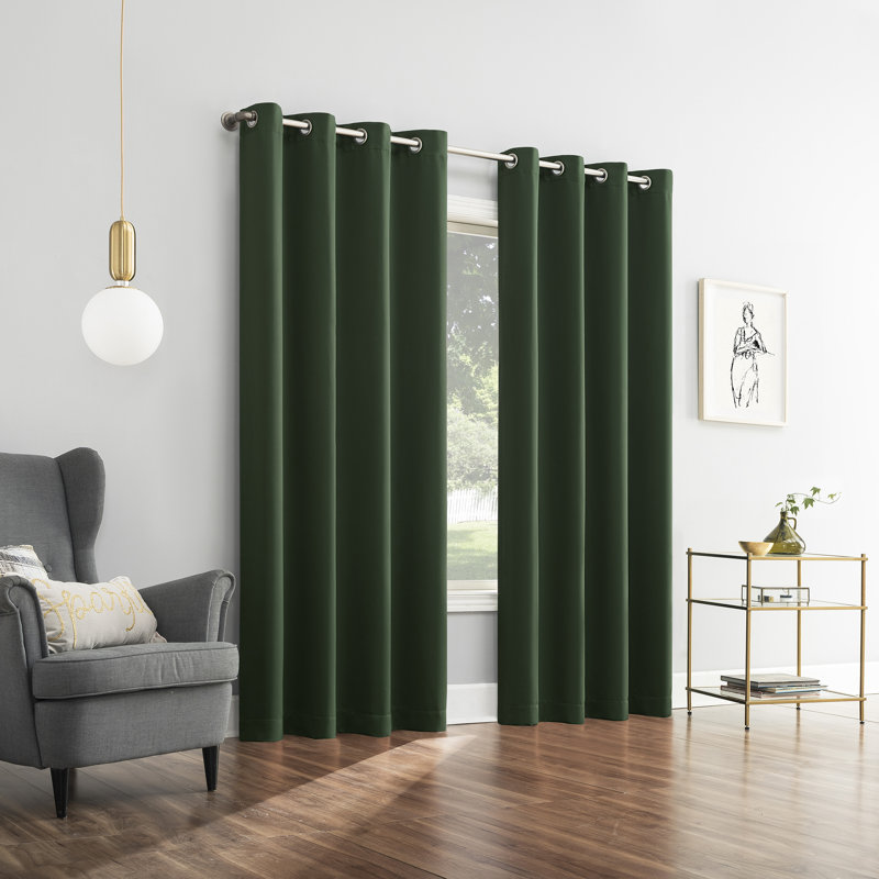 Panneau de rideau occultant avec œillets Burrier Wayfair Basics, L 54 po x L 63 po, À feuilles persistantes