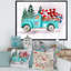 Camion bleu avec un chauffeur d'ours - reproduction sur toile-67387995-67388008