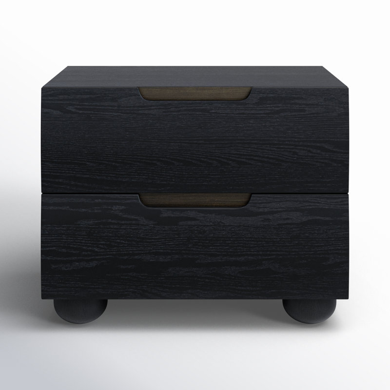 Estelle Beethoven Wood 2 Drawer 28" Nightstand, Black