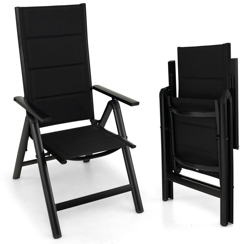 Ensemble de 2 chaises de patio pliantes pour l'extérieur avec siège rembourré