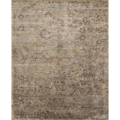 Tapis décoratif brune nouée à la main à motif oriental leffel