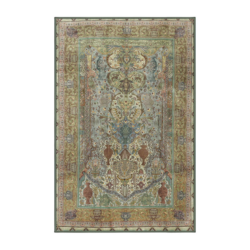 Tapis traditionnel brun / beige, Rectangle de 5 pi x 8 pi