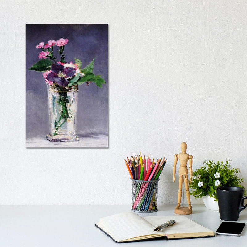 Ragged Robins And Clematis by Edouard Manet - Wrapped Canvas Print, 20.32 cm H x 30.48 cm W