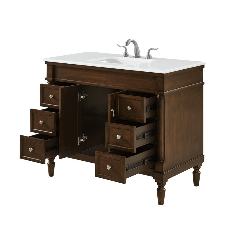 Ensemble de meuble-lavabo simple 42 po Lexington, Noyer, Blanc Ivoire