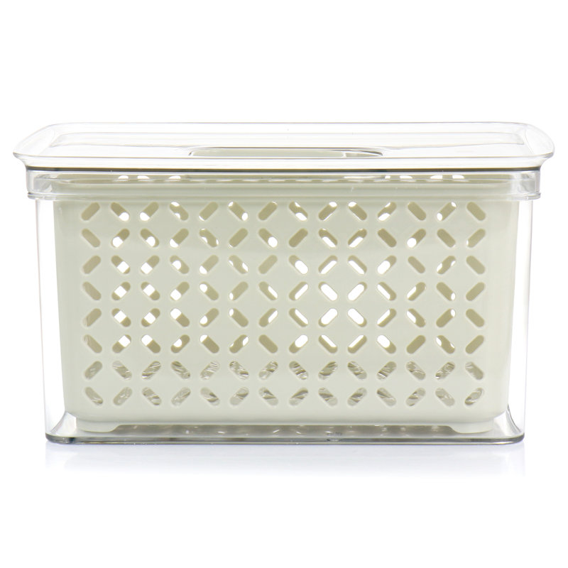 Large White BPA-Free Plastic Food Storage Container with Colander