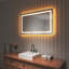 Miroir de salle de bain sans cadre à lumière DEL antibuée avec rétroéclairage et sans cadre-91383703