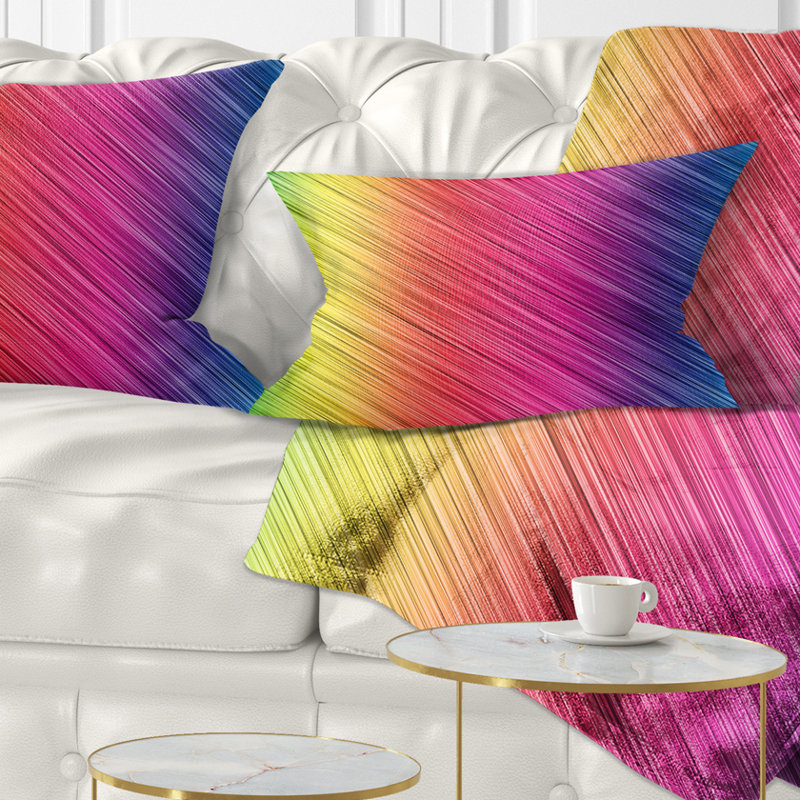 Lignes multicolores néon incandescent - Coussin imprimé abstrait, Rectangulaire, 12 po x 20 po