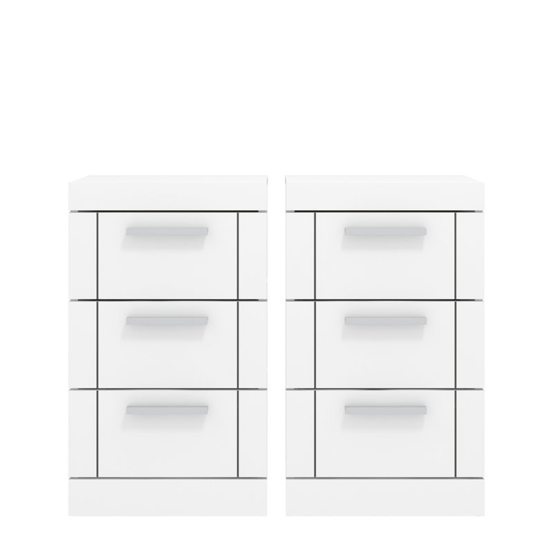 Kimberley 3 Drawer Bedside Sets of 2, White