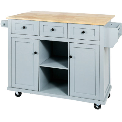 Kitchen Cart With Adjustable Storage & Drop, 5 Wheels, Island 3 Drawers For Functional Living Space