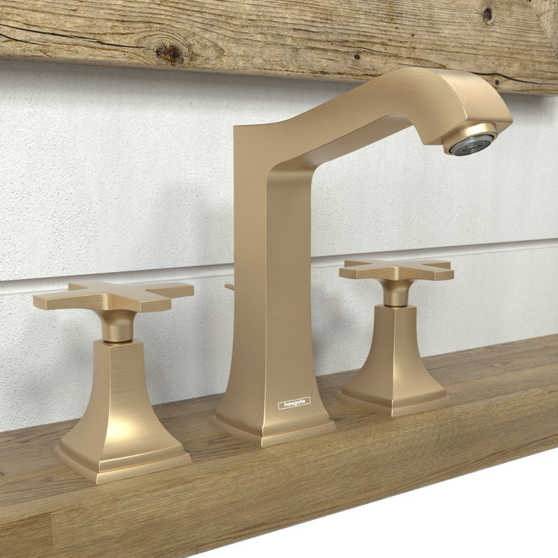Hansgrohe Metropol Classic Widespread Faucet 160 with Cross Handles and Drain Assembly, 1.2 GPM, Polished Nickel
