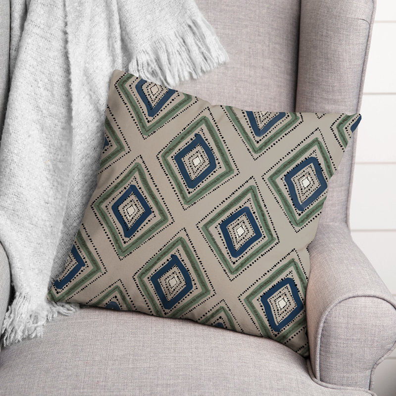 Housse de coussin carrée à losanges d’extérieur, Beige
