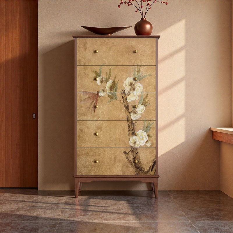 Commode en bois massif de style chinois, Noyer