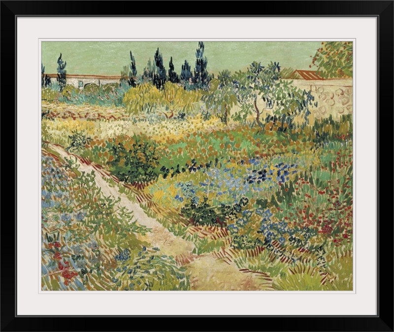 « bluhender garten » par vincent van gogh, reproduction d’art, Cadre noir, H 24 po x l 28 po x P 1 po