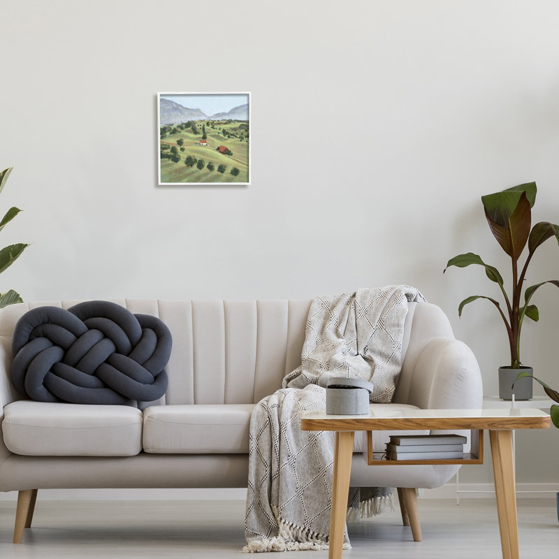 Scénique, campagne, pente, montagnes, campagne, éloignée, giclées, art texturé par Ziwei Li, H 12 po x l 12 po x P 1,5 po