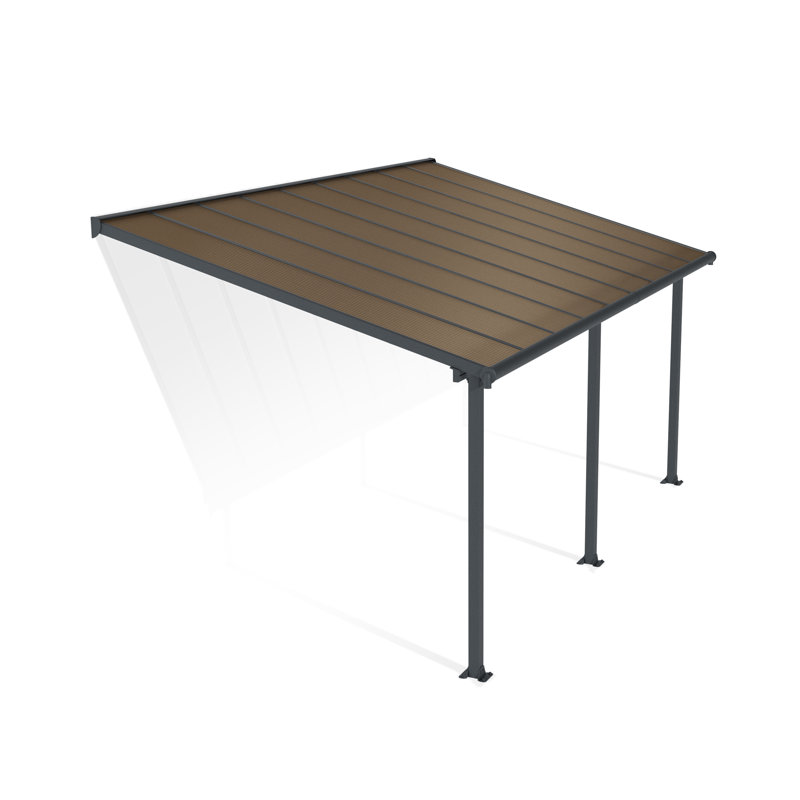Palram - Canopia Olympia 9' 8" D x 18' W Polycarbonate Aluminum Stationary Patio Awning Gray/Bronze, 10' H x 18' W x 10' D