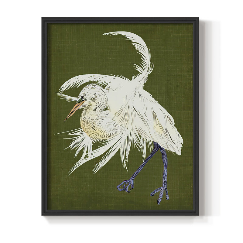 Heron Plumage II, reproduction encadrée - bois massif, Noir, H 10 po x l 8 po