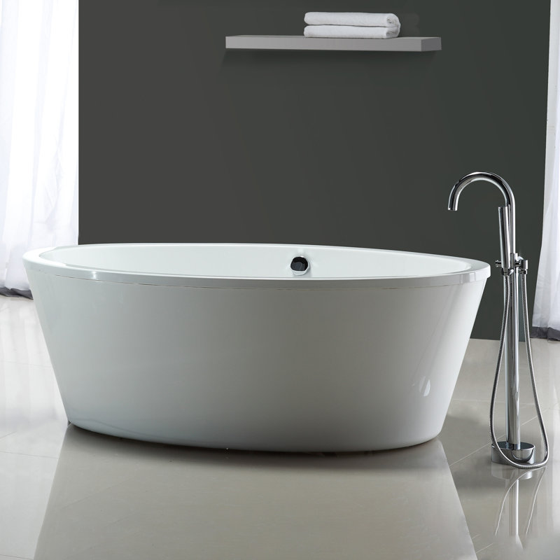 Betsy 43.31'' x 66.93'' Freestanding Soaking Acrylic Bathtub