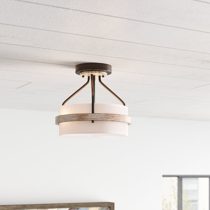 Plafonnier semi-encastré à abat-jour cylindrique 11,8 po à 2 lumières Marcy