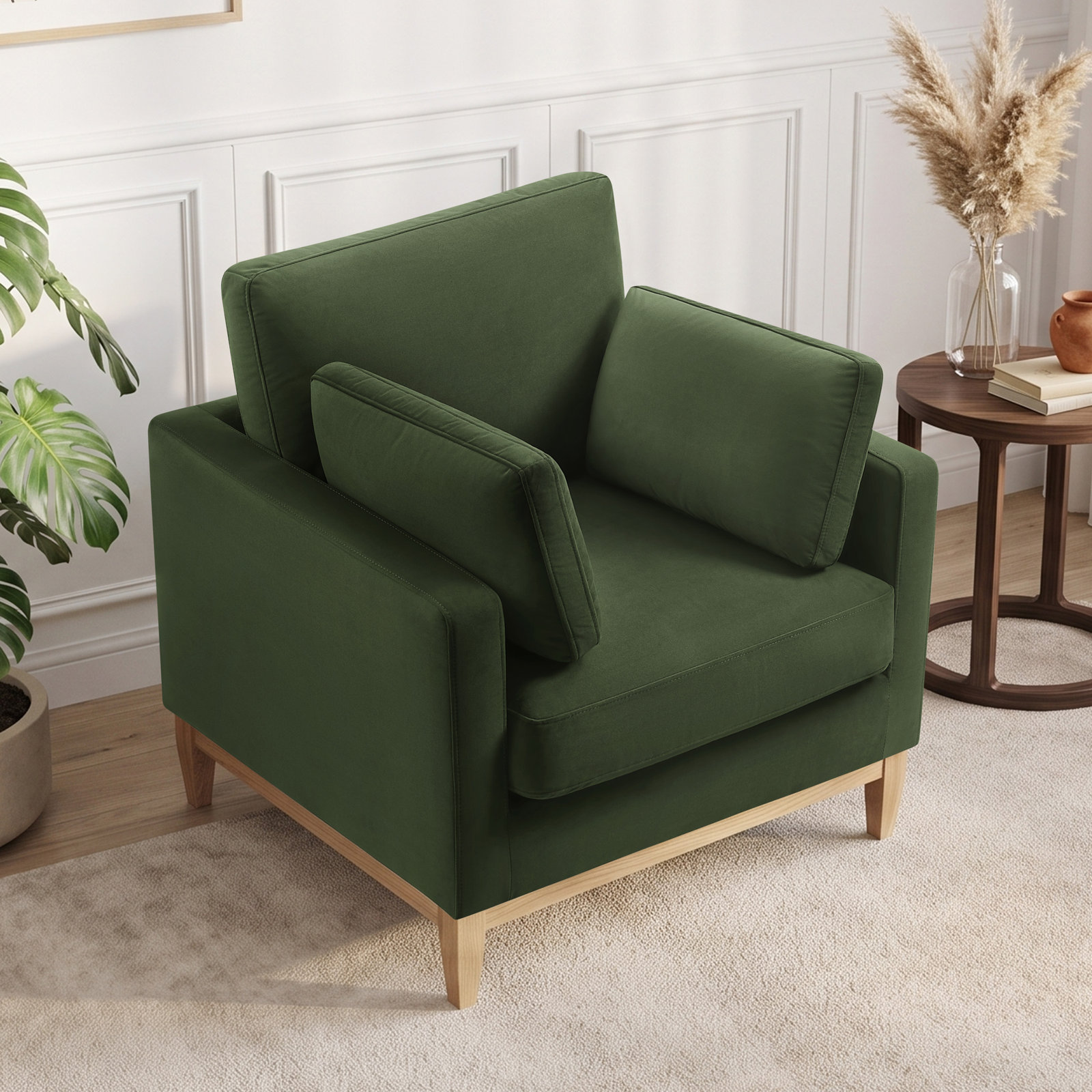 Ombra Velvet Armchair, Kelly Green