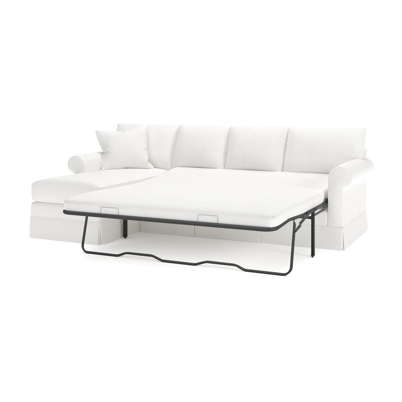 Friedman Sleeper Sectional with Chaise, Classic Bleach White Twill, Left Hand Facing