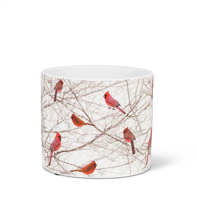 Jardinière Cardinals In Bushes, H 4 po x l 4,5 po x P 4,5 po