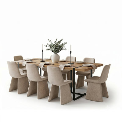 Ensemble table et chaises de salle à manger rectangulaires Cubillos 79 po pour 8 personnes avec chaises rembourrées