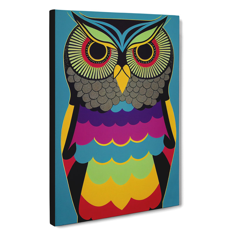 XC1022-1618X Colourful Owl Art No.1 Abstract - Wrapped Canvas Print, 76cm H x 50cm W x 3cm D