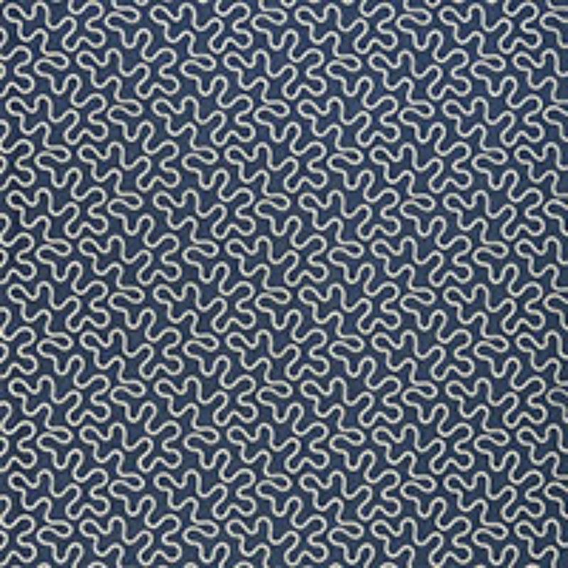 Schumacher x Celerie Kemble Meander Embroidery Fabric, Blue