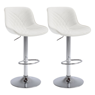 Adjustable Faux Leather Bar Stools with Base for Kitchen Island and Bar